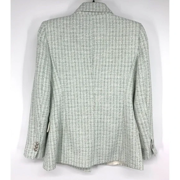 Zara Blazer Tweed Double Breasted Light Blue Blogger Fave Womens Size Medium - Picture 13 of 15